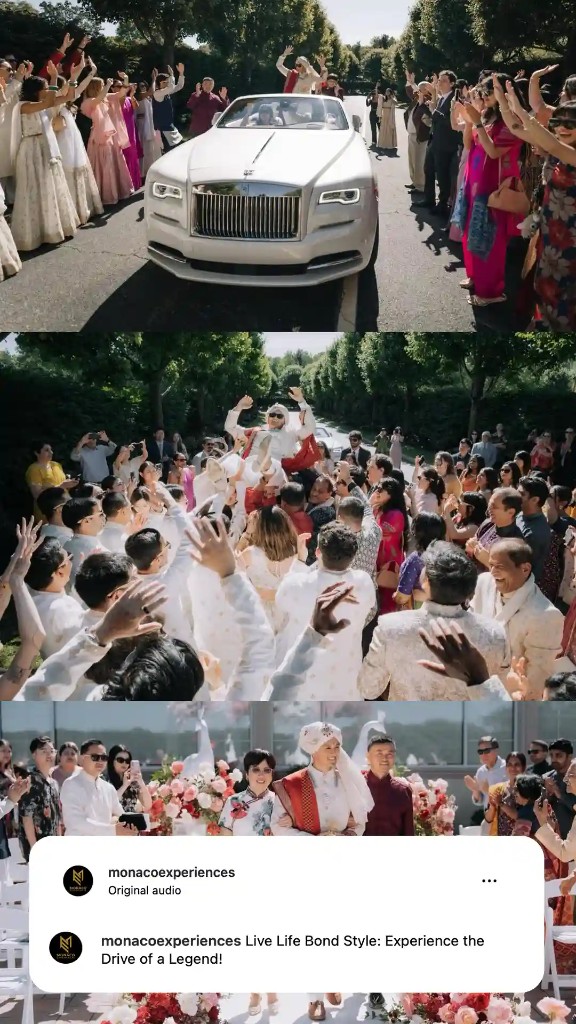 Rolls Royce baraat procession captured by Monaco Experiences